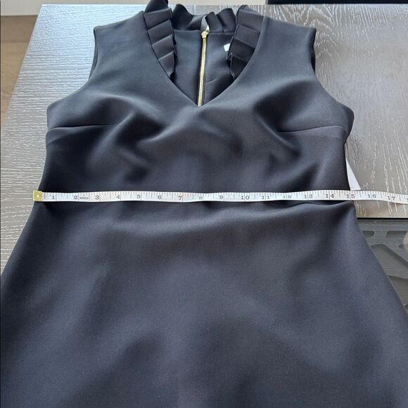 Calvin Klein Elegant Black Sleeveless V-Neck Dress Stretchy Gold Zipper Sz 6 NWT - Picture 8 of 13